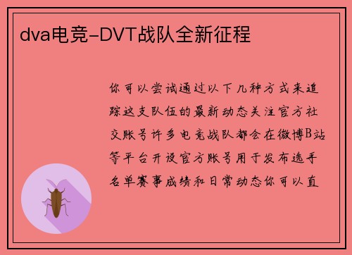 dva电竞-DVT战队全新征程